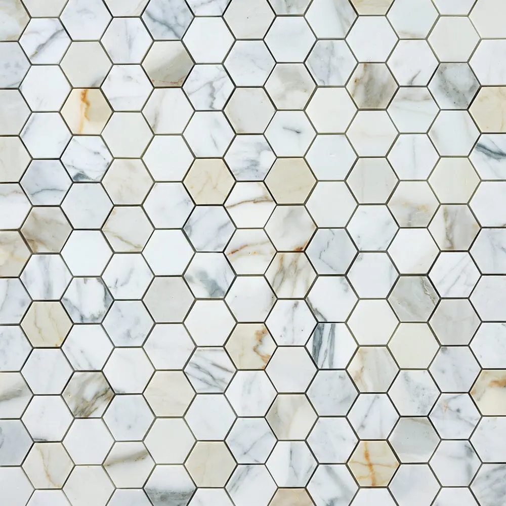 Calacatta Gold  Hexagon 12x12  Polished/Honed Marble Mosaic Tile Sample