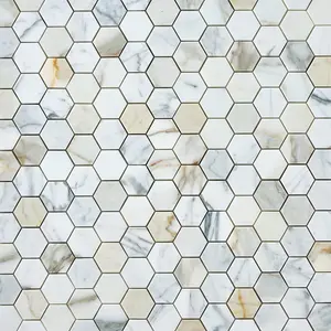 Calacatta Gold  Hexagon 12x12  Polished/Honed Marble Mosaic Tile Sample
