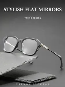 Rectangular Retro Blue Light Blocking Glasses for Men, Fashionable PC Material Full Rim Rectangle Frame, All Seasons Street Style Eyewear BL57Y