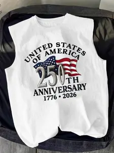 USA 250th Anniversary Tank Top | 1776-2026 American Flag Graphic Tee | Patriotic Sleeveless Shirt for Men Women