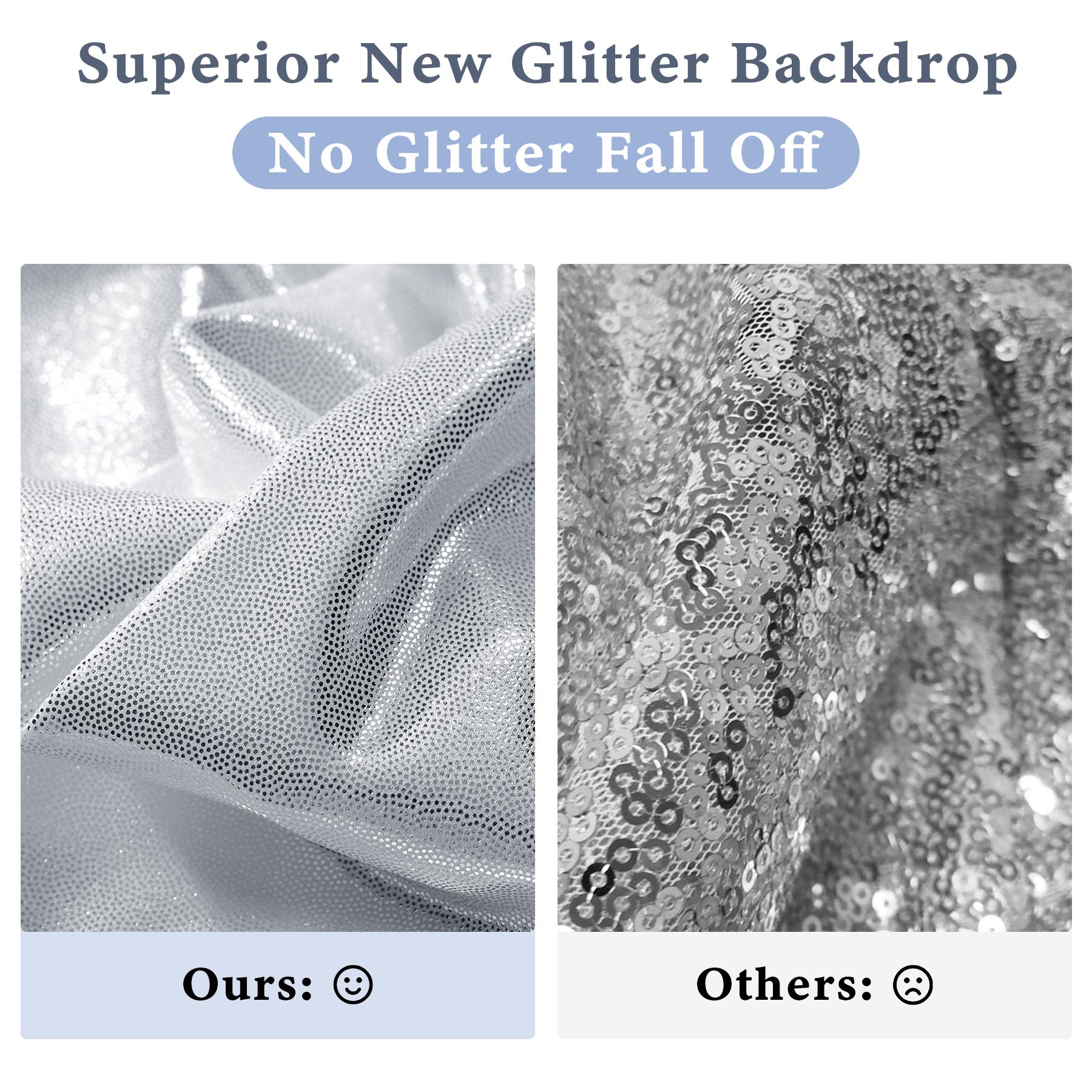 10FT x 10FT Silver Sequin Backdrop Curtain, 2 Panels 5x10FT Shimmer Glitter Photo Booth Background Drapes for Wedding Reception Party Event Photography Decor
