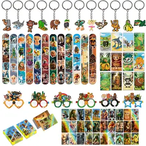 Brainrot Tralalero Tralala Funny Animal Series Birthday Party Gift Decoration Five-Piece Set, including 12 wristbands, 12 keychains, 12 notebooks, 30 animal cards, 12 decorative glasses, the best choice for party gifts and party decorations