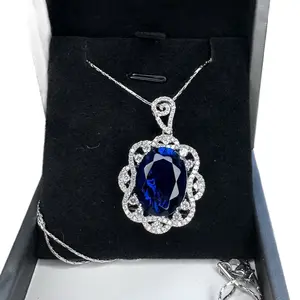 Lab grown Sapphire Diamond necklace