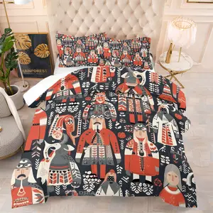 2/3Pcs Nutcracker Print Comforter Set, Nordic Fairy Tale Style Bedding Set, Skin-Friendly, Warm and Breathable, Available in Multiple Sizes, The Best Choice for Children'S Rooms, Bedrooms, and Living Rooms