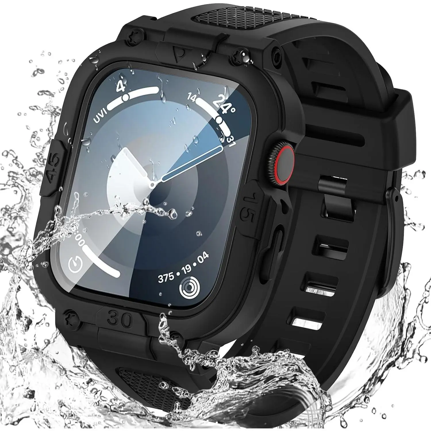 MELLOW MORNINGS 3 in 1 Waterproof Case and Band with Tempered Glass Screen Protector for Apple Watch Series 10 9 8 7 6 5 4 SE2 SE Ultra 46mm 42mm 44mm 40mm 45mm 41mm 49mm, Bumper Cover for iWatch Accessories
