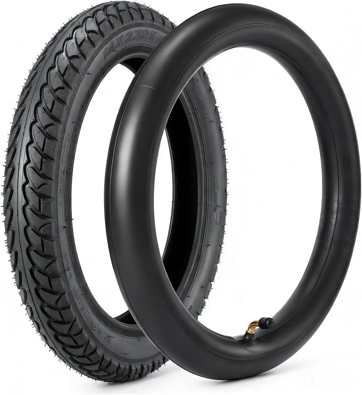 14 x 2.125 Tire and Tube Set,14 E-Bike Tire 57-254 Electric Scooter Tire Tube with Angled Valve Stem for Replacement Electric Scooters and E-Bike Tires
