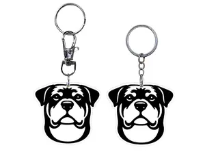 Rottweiler Keychain Set of 2 Dog Breed Keychain Split Ring Lobster Clasp Gift