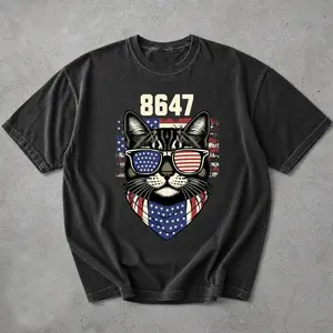 86 47 Funny Cat USA Flag Sunglasses, Vintage 8647 Anti Trump Shirt, Subtle Anti Trump T-Shirt, Anti-MAGA Tshirt