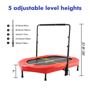 Foldable Trampoline, Mini Rebounder Trampoline with Adjustable Handle,  Indoor/Garden/Workout Cardio, Parent-Child Twins Trampoline Max 220lbs