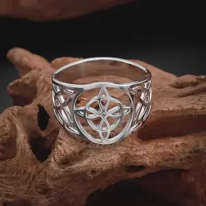 Stainless Steel Celtic Witch Knot Ring Perfect Holiday Lucky Jewelry Gifts for Men and Women Couples