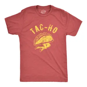Mens Tac-Ho T Shirt Funny Taco Mexican Food Novelty Sarcastic Tee Mens Funny T Shirts Cool Vintage Fashion T-Shirt Gift Classic Menswear Cinco De Mayo Apparel for Men Funny Food Short Sleeve Novelty Tees for Red