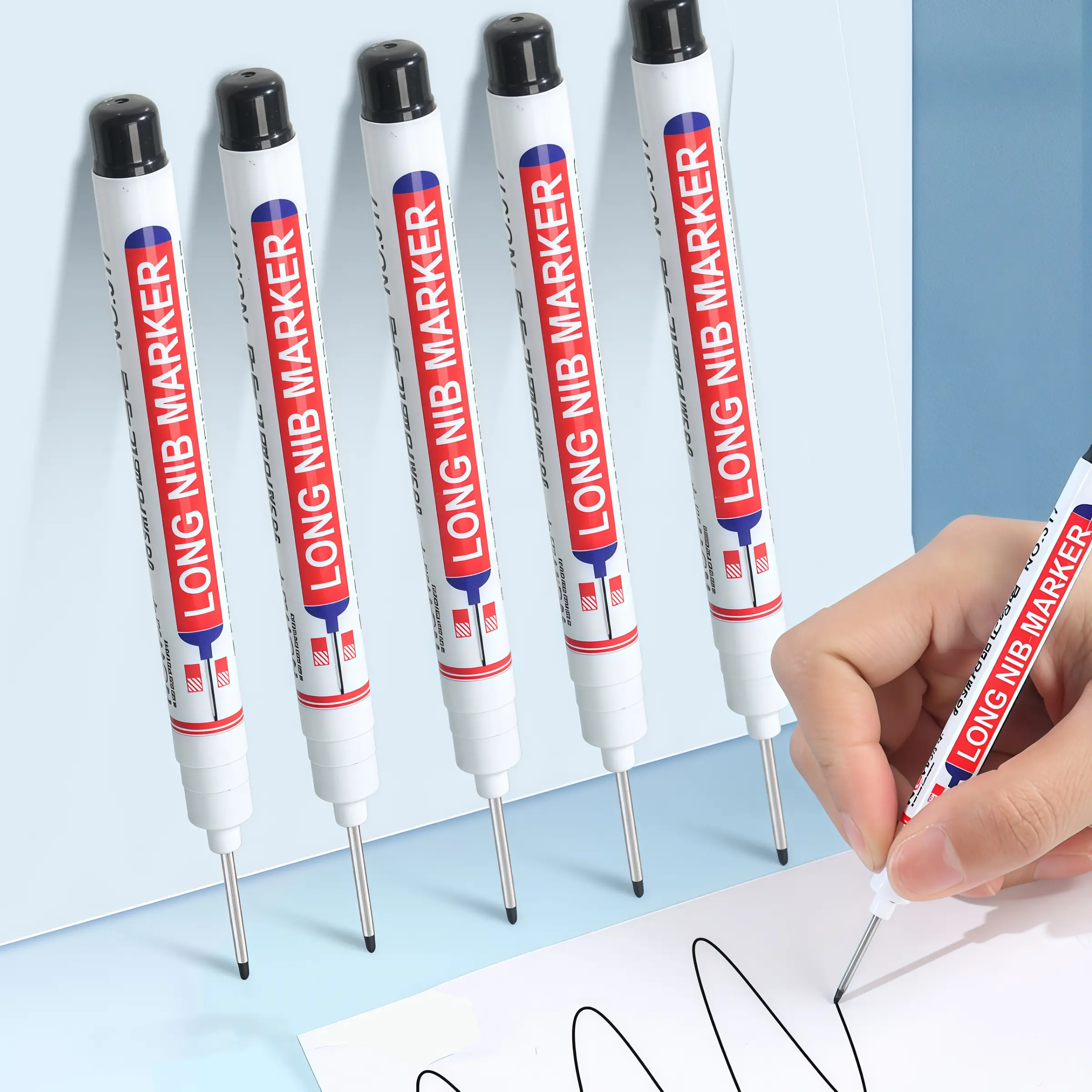 5-Piece Multi-Functional Deep Hole Marking Pens, Waterproof Colored Woodworking Pens, Ideal for Construction, Bathroom & Carpentry Use(details may vary depending on the batch production, please do not place an order if you mind)