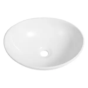 Cascade 16 in. W x 13.5 in. D Modern Minimalist Oval Ceramic Bathroom Vessel Sink