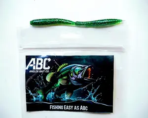 Angler Bait Co. Drop Shot Worm –20 Pack – Green Flake – Bass Soft Plastic Lures