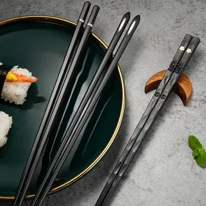 Reusable Black Stainless Steel Chopsticks - Durable, Rustproof, Non-Slip Utensils for Everyday Use