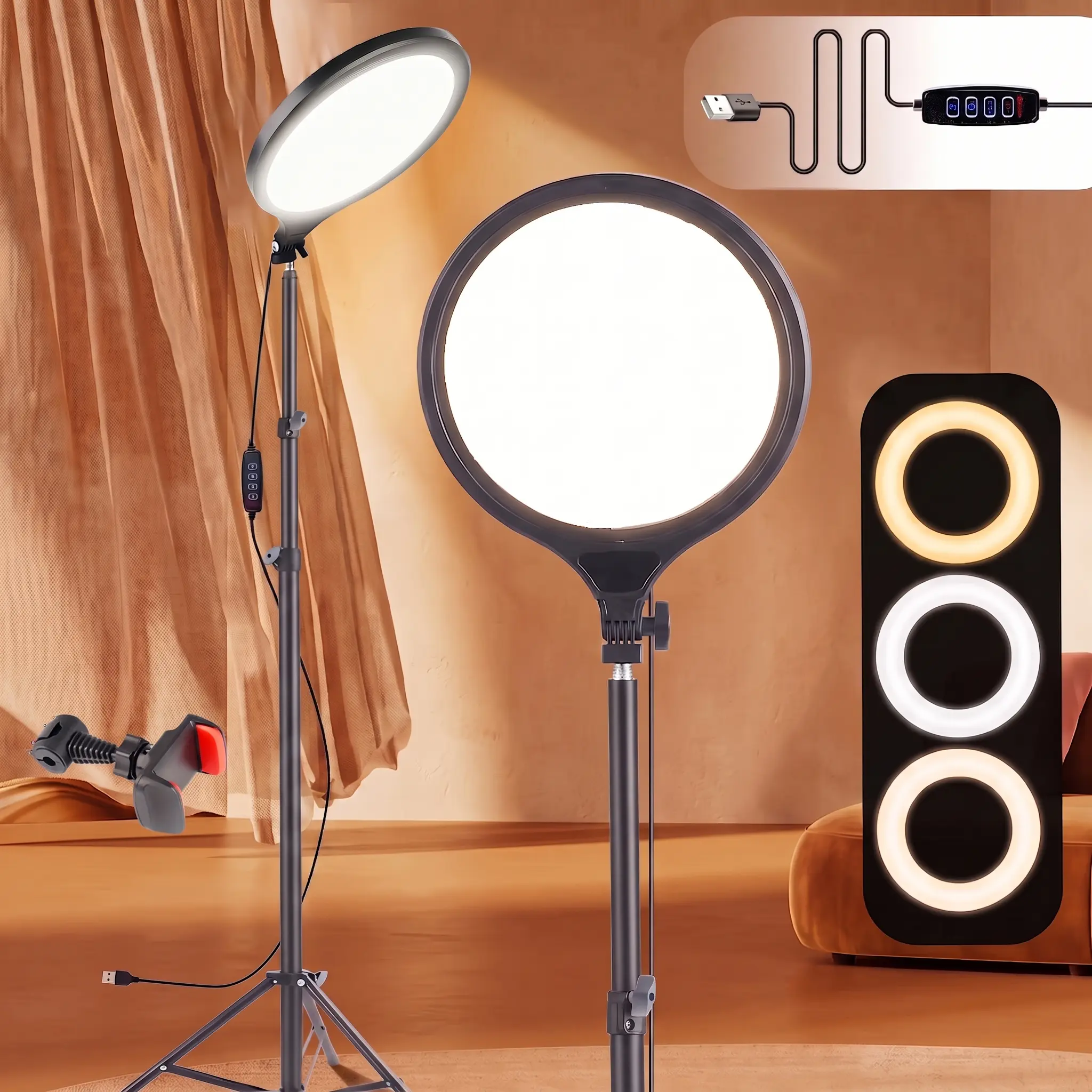 【BackToSchool】1pc 10-Inch Full-Screen LED Ring Light with 17-70in Height-Adjustable Tripod, Professional Dimmable Fill Light for YouTube Vlogging & Podcast Recording#tiktokshopbacktoschool#sohochic