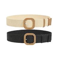 2pcs,Beige+Black-Square buckle