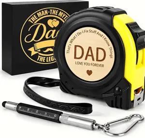 Fathers Day Gift for Dad from Daughter Son Wife – Dad Birthday Gift, Engraved 16 FT Tape Measure & Multi-Function Pen, Best Dad Ever New Daddy Father in Law, Useful Woodworker Carpenter Tool Vilike