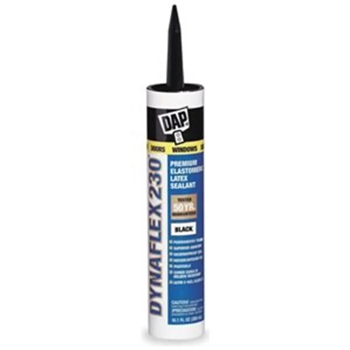 Dap Dynaflex 230 Premium Latex-Based Weatherproofing Sealant - 10.1 Oz, Black, Pre-Mixed, Flexible Seal, Adhesion, Draft-Resistant, Water-Based Sealer for Home Repair & Construction, Water-Based Sealers, Adhesion Sealers