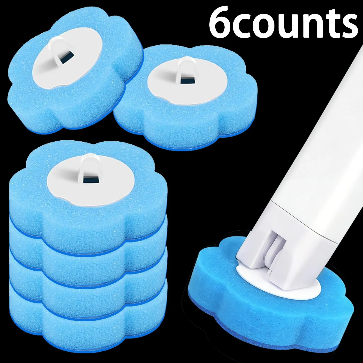 Toilet Brush Replacement Heads Set, Bathroom Cleaning Kit, Toilet Cleaning System, Blue Disposable Sponge Brushes, Toilet Cleaner Accessories, Toilet Wand, Toilet Brush Refills, Home Care Supply, Home Cleaning Supplies, 48pcs/25pcs/12pcs/6pcs