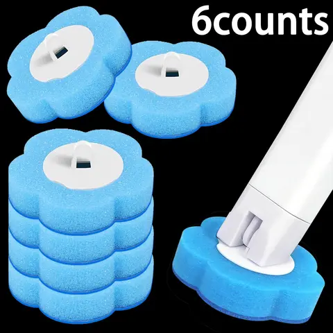 Toilet Brush Replacement Heads Set, Bathroom Cleaning Kit, Toilet Cleaning System, Blue Disposable Sponge Brushes, Toilet Cleaner Accessories, Toilet Wand, Toilet Brush Refills, Home Care Supply, Home Cleaning Supplies, 48pcs/25pcs/12pcs/6pcs