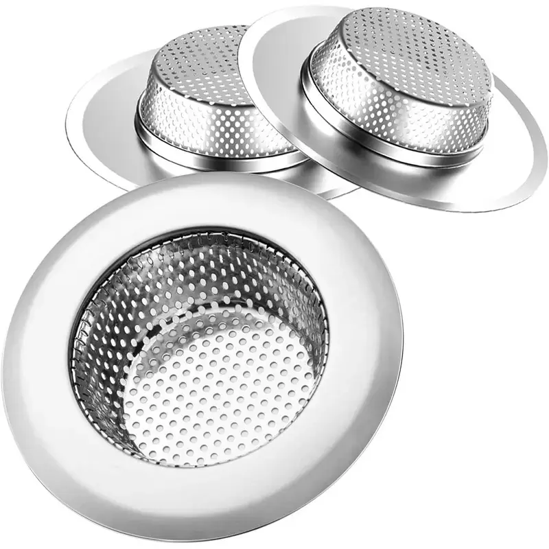 Stainless Steel Sink Drain Filter Basket - Anti-Clog Design Dense Perforated Mesh Strainer for Home Kitchens, Utility Sink, Apartments & Dorms