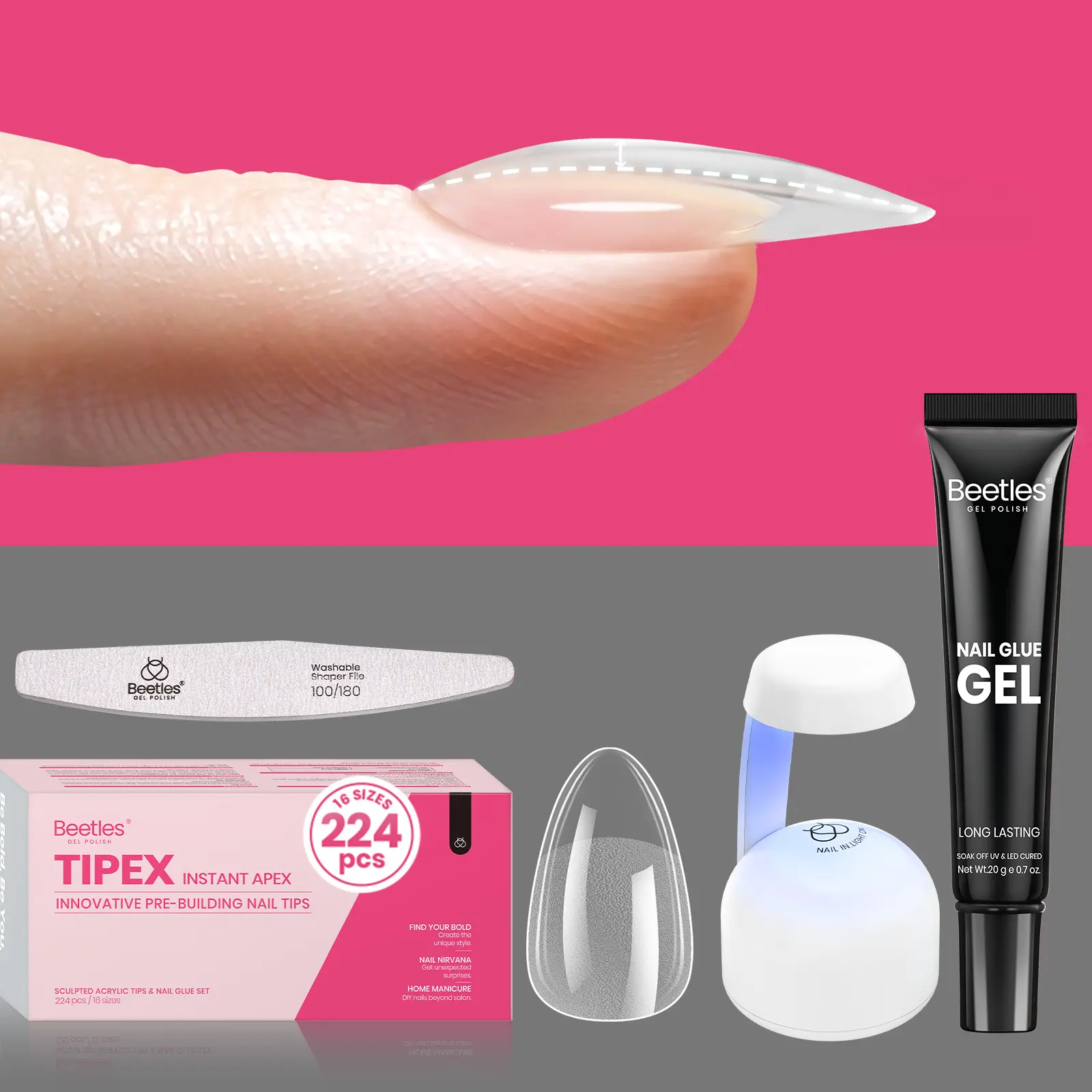 224 Pcs Almond Short KIt with File