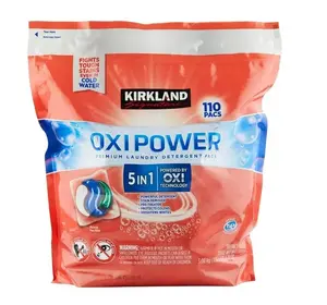 Kirkland Signature Oxi Power Premium Laundry Detergent Pacs 110 Count 5in1 Formula with Oxi Technology for Tough Stains