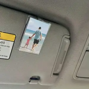 Car Picture Holder for Sun Visor – Magnetic 2.36"x3.5" Car Visor Photo Clip, Horizontal & Vertical Photo Display, Wallet-Size Clear Acrylic Car Picture Frame Perfect for Polaroid Go and Instax Mini