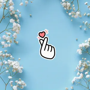 Finger Beloved Vinyl Sticker - Waterproof, Matte, Fun and Romantic Design, Suitable for Laptops, Tablets, Cars, Phones, Etc. - Red and Pink Accents, Disposable Adhesive, Cute Technology Accessories