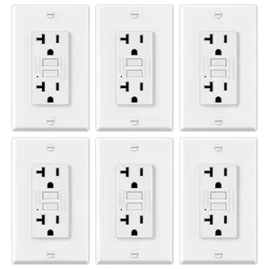6 Pack GFCI Outlets 20 Amp, Non-Tamper Resistant, Decor GFI Receptacles with LED , Ground Fault Circuit Interrupter, Wallplate Included, ETL Listed, White