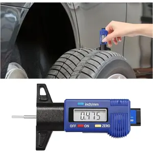 LCD Display Tire Tread Depth Gauge Digital Tire Depth Gauge with Inch/MM Conversion 0-1 Inches Tread Checker Tester Measuring Tool for Car Motorcycle Truck SUV