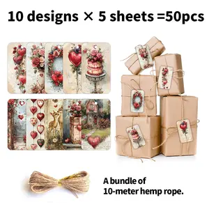 50 Vintage Wedding Gift Tags, Valentine's Day Gift Tags, Perfect for Gift Bags, Boxes, Wrapping Paper, Wedding Decorations, Packaging Paper, Gift Wrapping Supplies