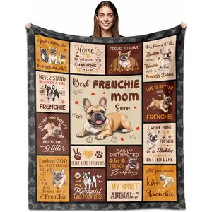 French Bulldog Gifts for Women, Frenchie Mom Throw Blanket 60"X50", Frenchies Dog Decor for French Bulldogs Lovers Gifts, Frenchie Blanket