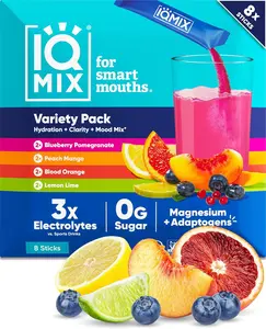 Hydration Electrolyte Powder - 4-in-1 Formula for Hydration Mental Clarity Mood & Recovery Sugar-Free Drink Mix Keto Magnesium L-Threonate Lion's Mane Variety Pack 8 Count Sampler Pack