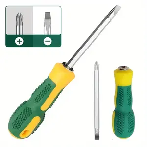 4inch Dual-purpose screwdriver, with Phillips and flat heads - durable plastic/metal material, no batteries required, suitable for home DIY projects