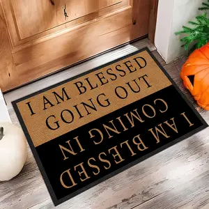 Creative Letter Door Mat with Blessing Words Pattern, Entrance Rug Design Home Decor Carpet Easy to Clean Foot Pad Home Decorative Rug