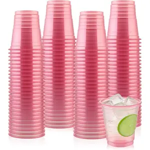 100 Pack 2 oz Clear Disposable Plastic Shot Glasses Mini Disposable Shot Cups for Mother's Day Birthdays Weddings BBQs Picnics & Daily Use Pink