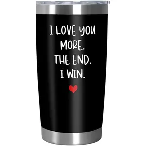 Valentine's Day Gift for Men and Women - I Won Stainless Steel Insulated Coffee Mug with Lid, 20 oz - Perfect Anniversary, Birthday, Wedding, Couple's Gift for Husband, Wife, Men and Women's Water Bottle funny mother latte thermos bright