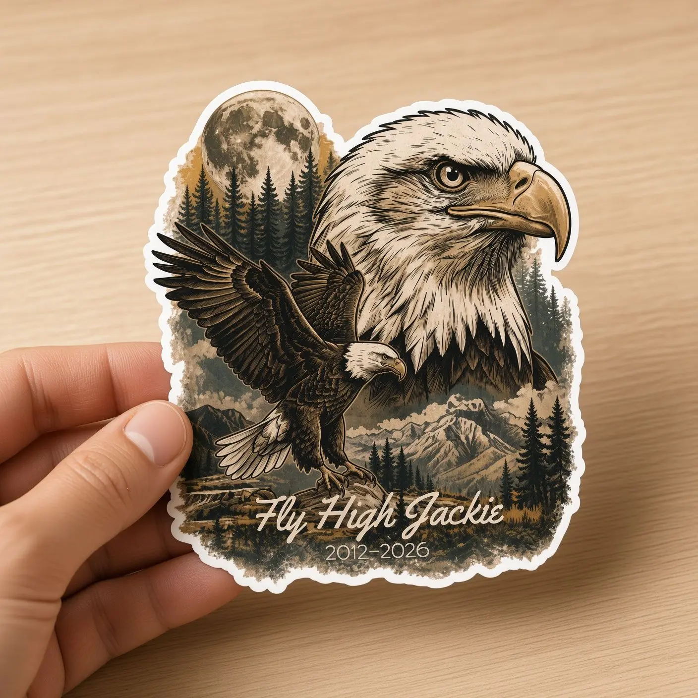 Jackie The Bald Eagle RIP sticker
