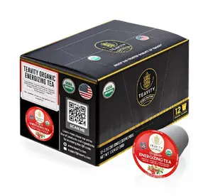 Organic Ashwagandha Tea Pods for Keurig with Ginger, Licorice, Hibiscus, Rosehip, & Lime - Decaf Herbal Tea - Energizing Tea by Teavity (12 Tea Pods) Beverage Beverage Natural