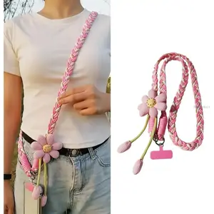 Cute Flower Phone Lanyard Crossbody Strap, Universal Crossbody Phone Chain for iPhone & Most Phones, Teacher Must-Have Accessory, Ideal for Travel, Running & Shopping