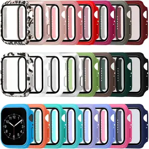 24 count  Watch Screen Protector Watch Bumper Case Hard Pc Case with Tempered Glass Screen Protective Cover Compatible with Iwatch for Men Women, Assorted Colors (46mm)