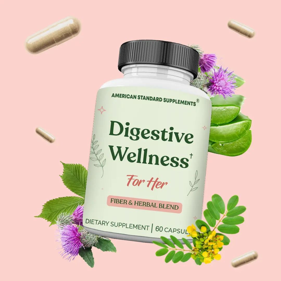 American Standard Supplements Digestive Wellness with Senna Leaves, Psyllium Husk, Aloe Vera, Milk Thistle, Ginger, Dandelion, Arthichoke, Papaya Fruit, Cascara Sagrada, Sarsaparilla -  60 Veggie Capsules
