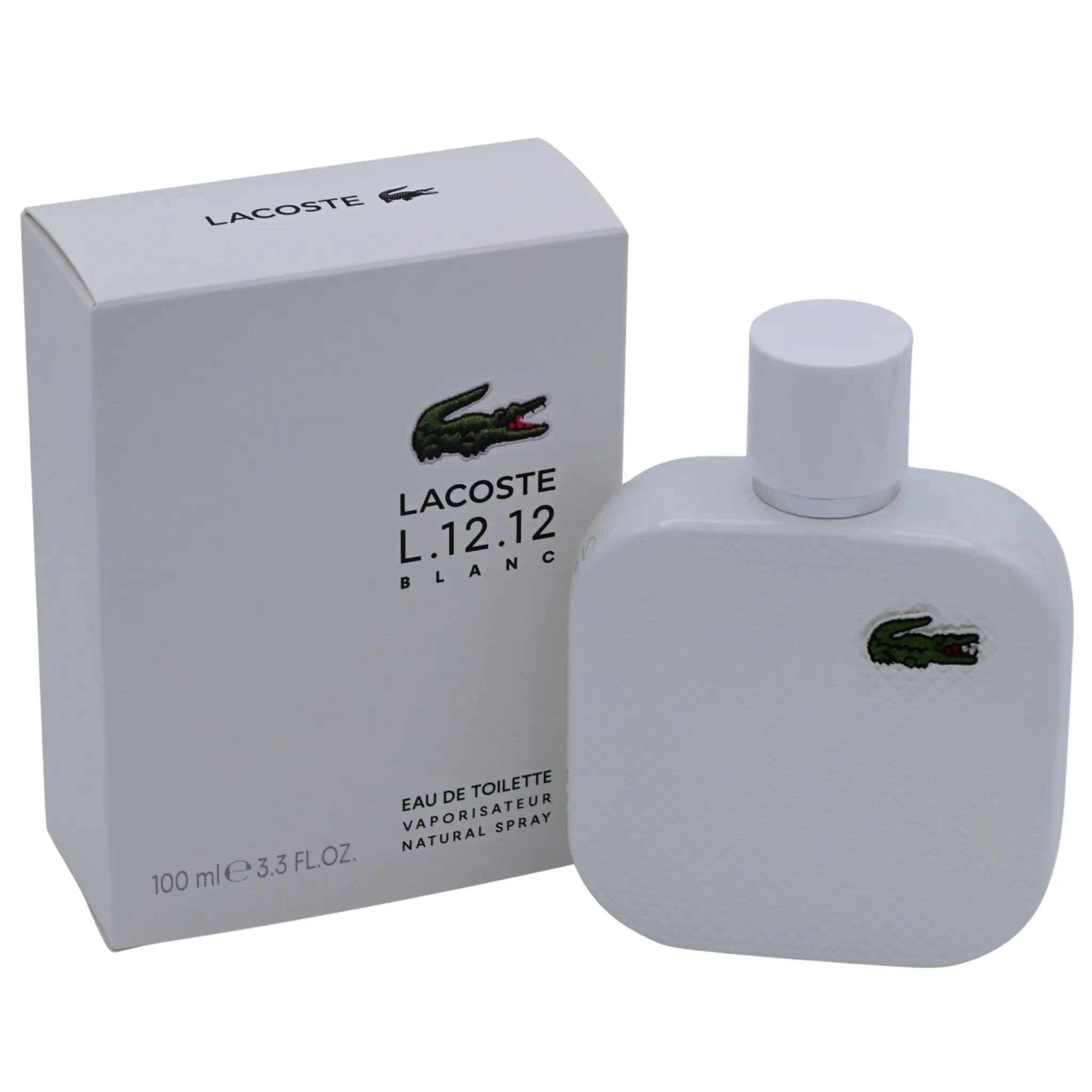 LACOSTE Eau de L.12.12 Blanc Pure White Men's EDT Cologne, 3.4 fl oz (3.3 oz Equivalent) - Lightweight Fragrance with Grapefruit, Cardamom, Rosemary, Cedar Leaves, for Casual Wear, New Boxed (3-3.9 fl oz Range)