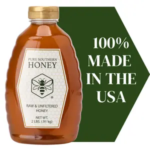 Pure Southern Honey - Raw & Unfiltered Honey - 2lbs- Squeeze Bottle, Sweet Flavor Natural