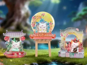 （03）BABYTHREE-Nine-Tailed Fox Blind Box Chinese Style Cute Desktop Decor Figurine (Hidden StyleProbability:96:1)