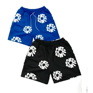 2025 Casual Loose Hip Hop Street Style Foam Floral Print Couple Shorts for Men and Women Stylish Comfortable Streetwear Summer Fashion Shorts  Bottom Womenswear Black Tropical Wetsuit