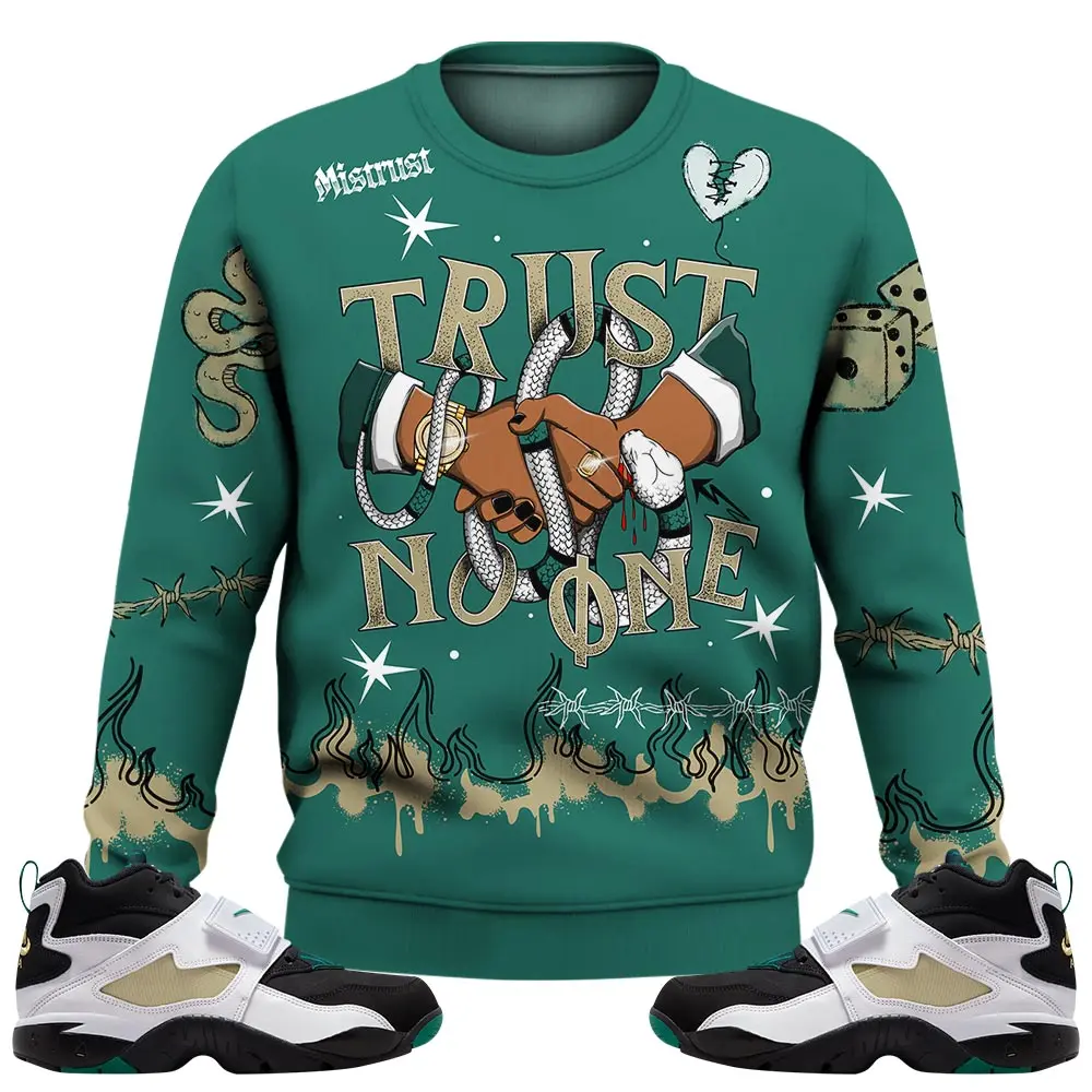 Diamond Turf Emerald Sweatshirt, Diamond Turf Green Sweater Tattoo Trust No One Outfits Streetwear Sneaker Matching Shirts Fabric Fleece Womenswear Hoodie