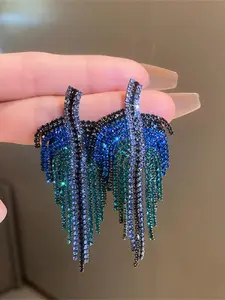 Fashionable Leaf Design Tassel Dangle Earrings, Statement Earrings, Fashion Jewelry for Party, Daily Clothing Decor, Trendy All-match & Exquisite Jewelry for Birthday Gift